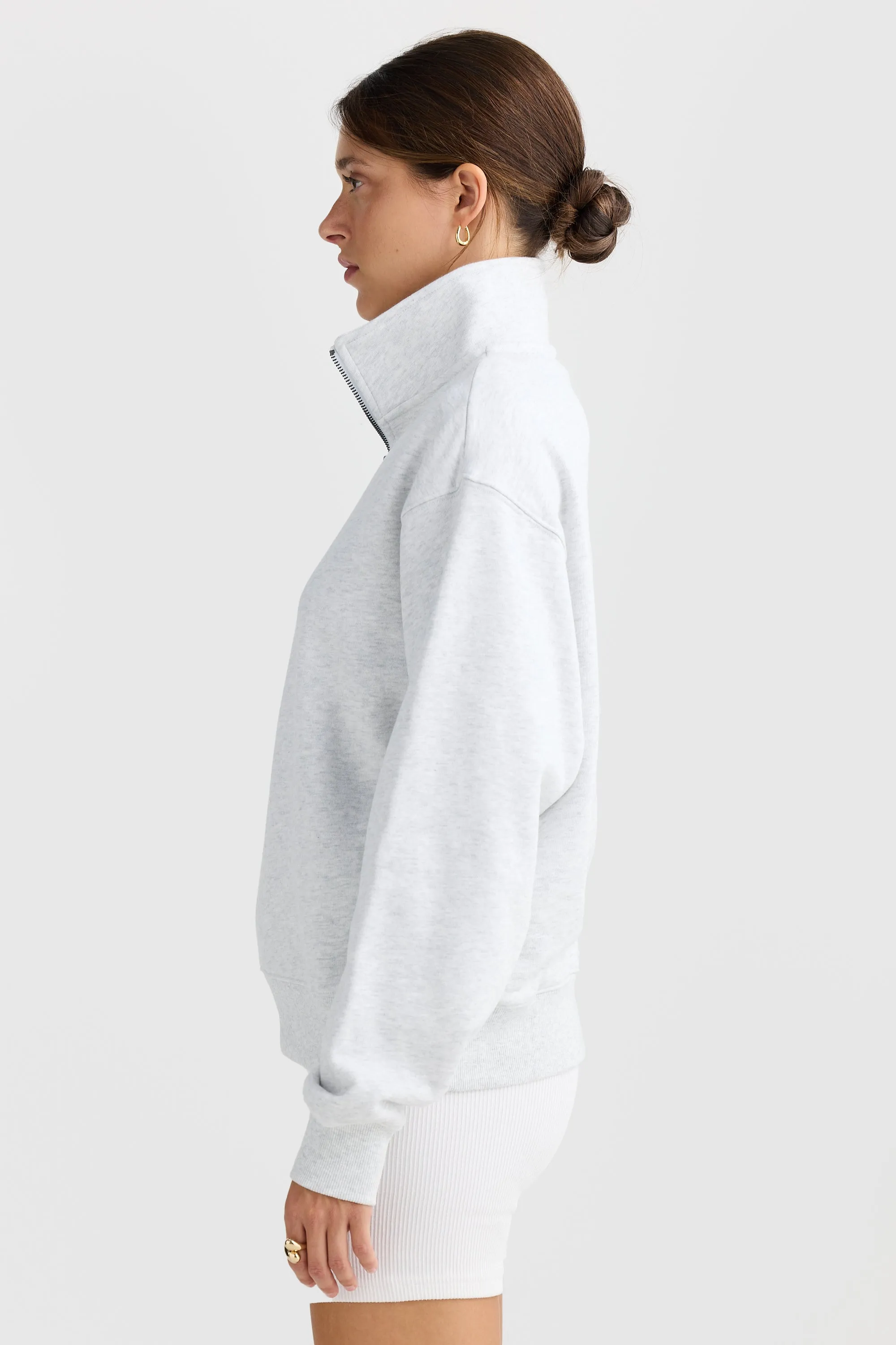 Quarter Zip White Marle