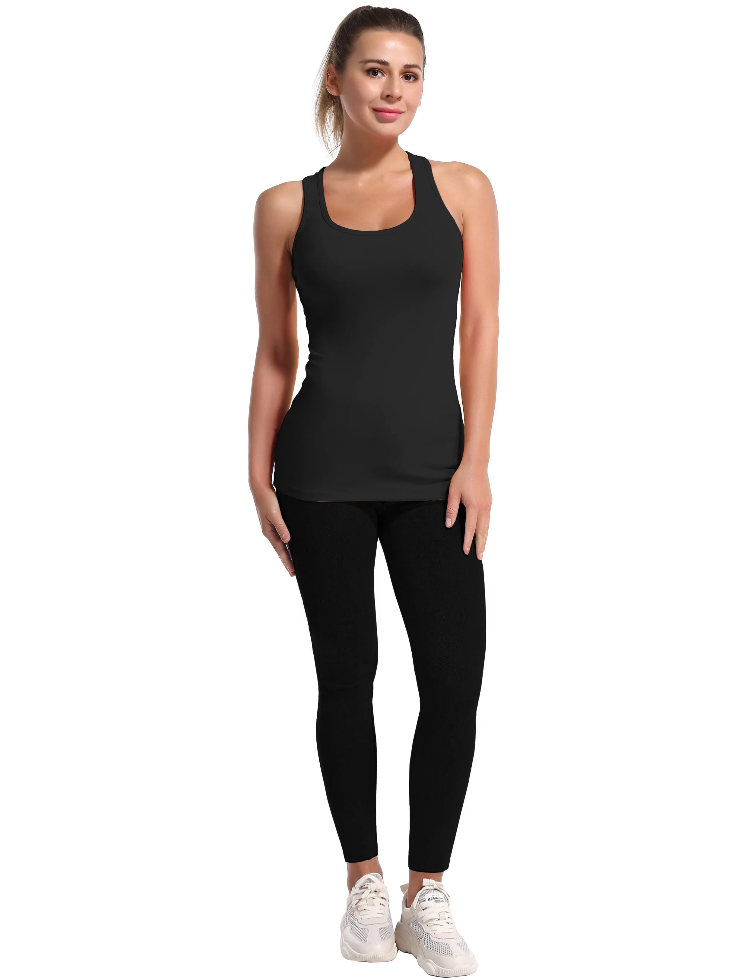 Racerback Athletic Tank Tops black_yogastudio