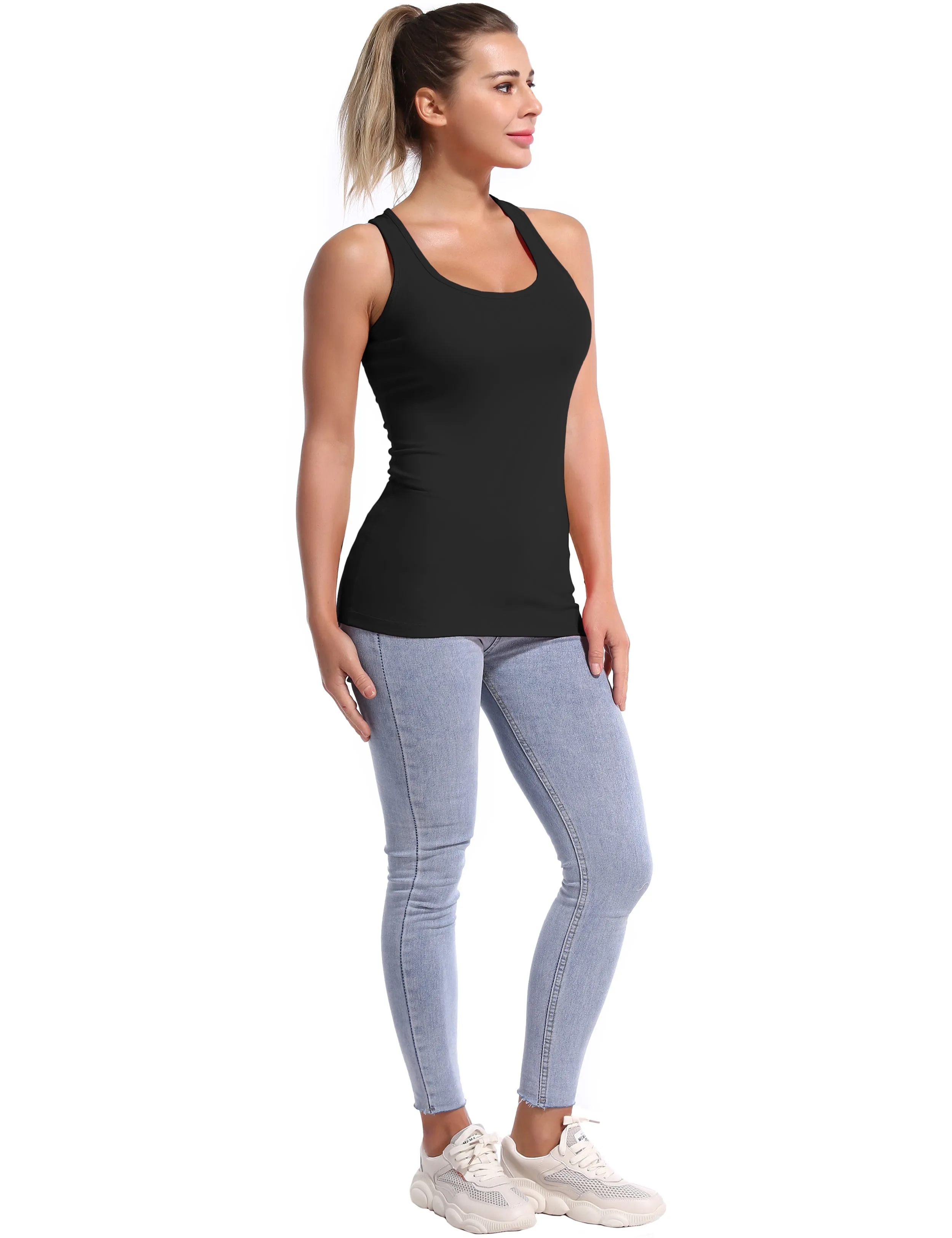 Racerback Athletic Tank Tops black_yogastudio