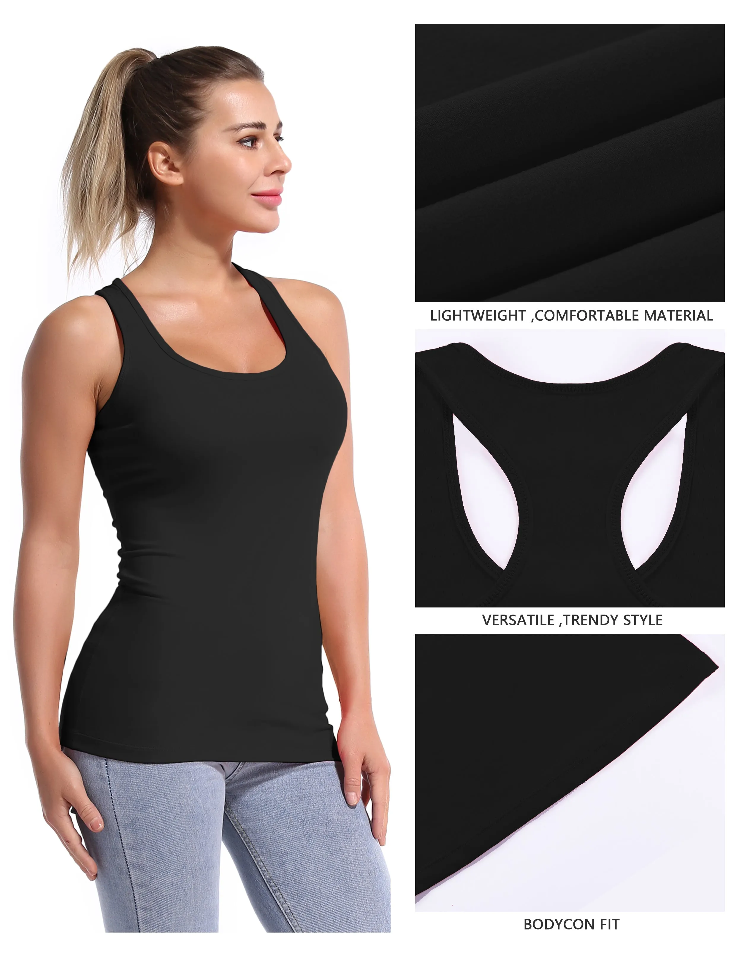 Racerback Athletic Tank Tops black_yogastudio