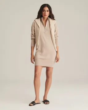 Recycled Cashmere Quarter Zip Dress