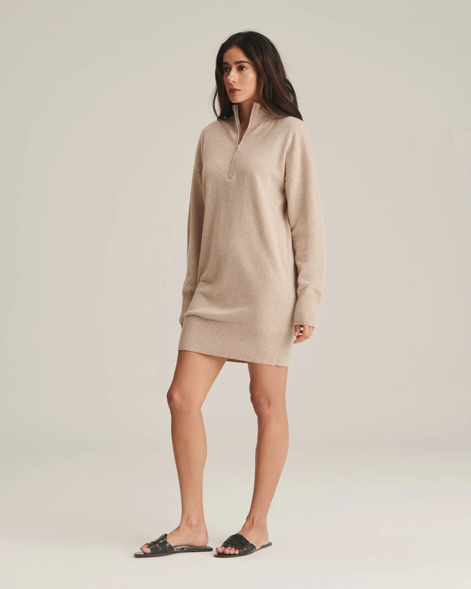 Recycled Cashmere Quarter Zip Dress