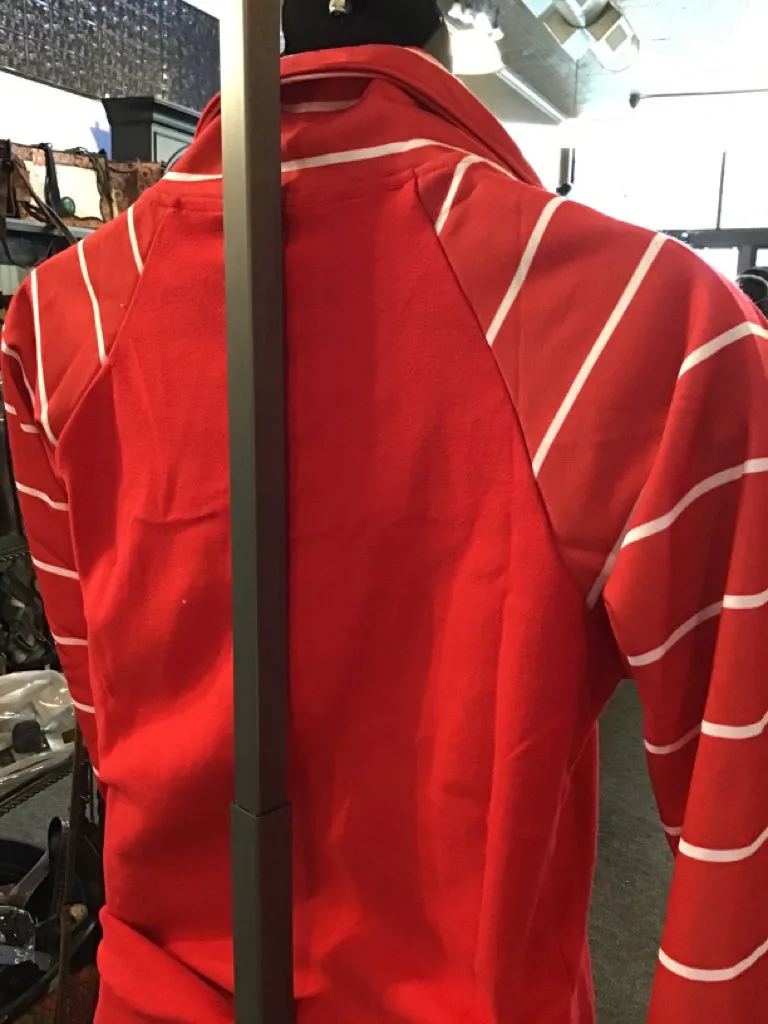 Red Striped Quarter Zip Sweatshirt - Small to 3X