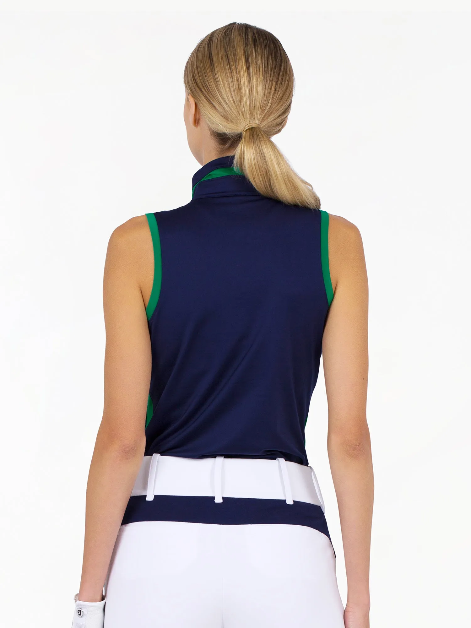 Rhapsody Quarter Zip Sleeveless Top - Ink/Ivy