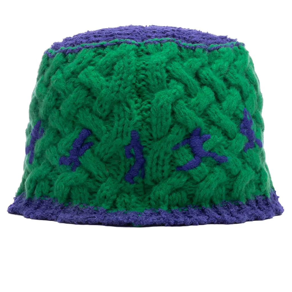 Running Man Crochet Hat - Green/Blue