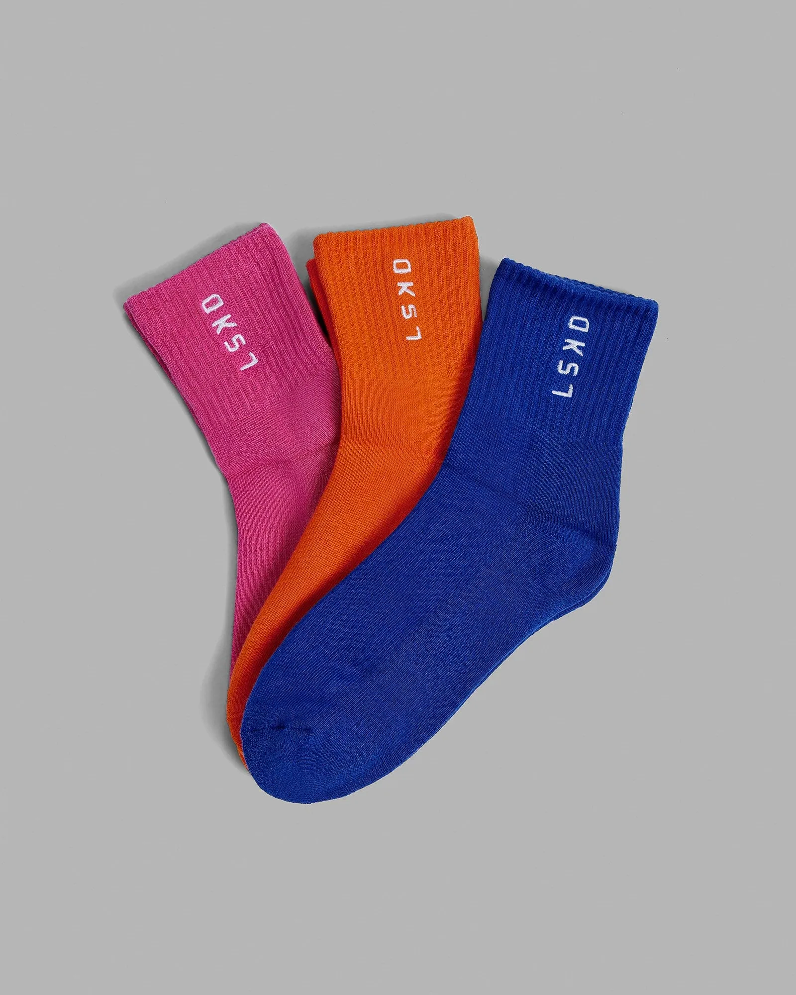 Signal 3 Pack Quarter Socks - Impact Orange/Galactic Cobalt/Magenta