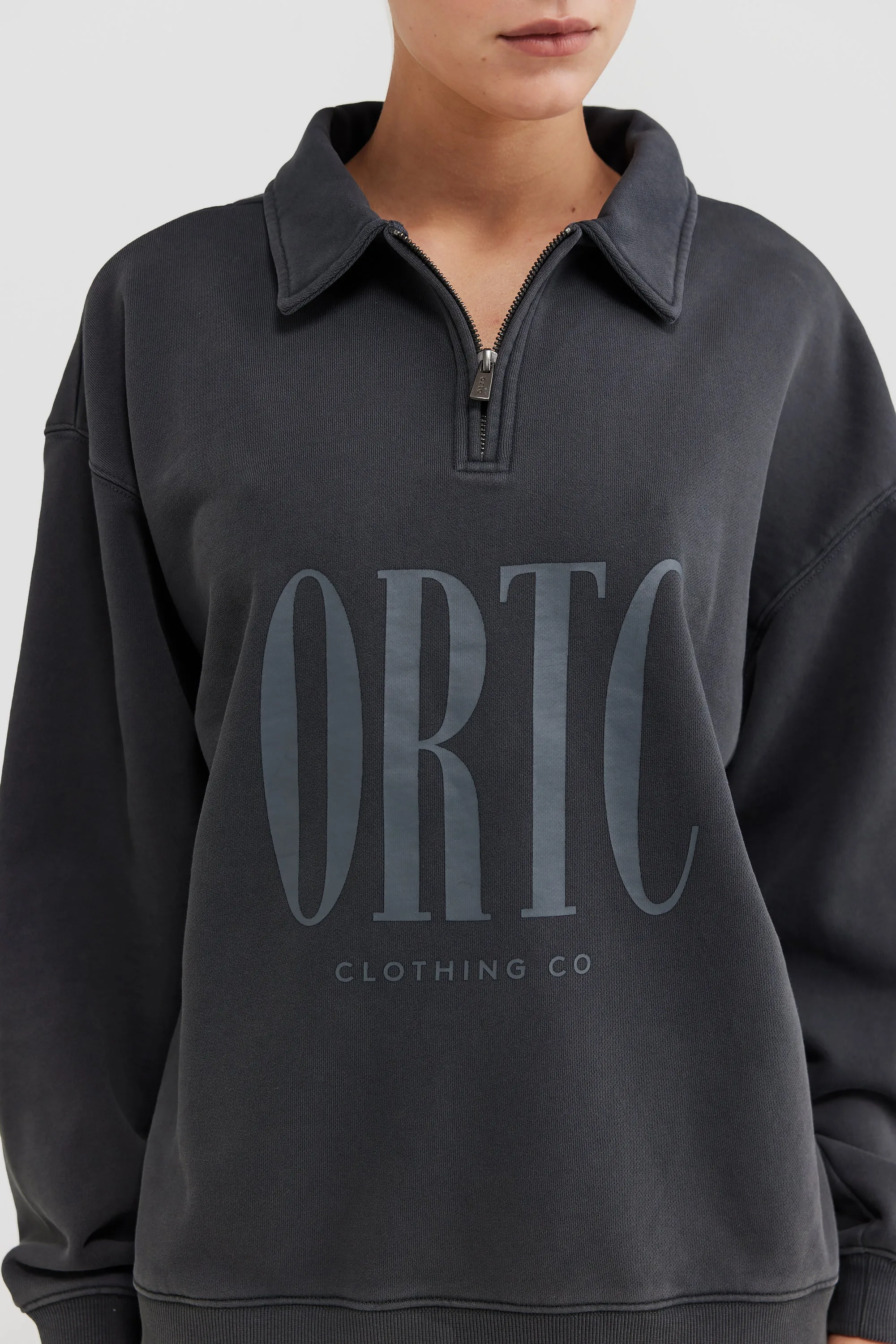 Spencer Logo Quarter Zip Charcoal