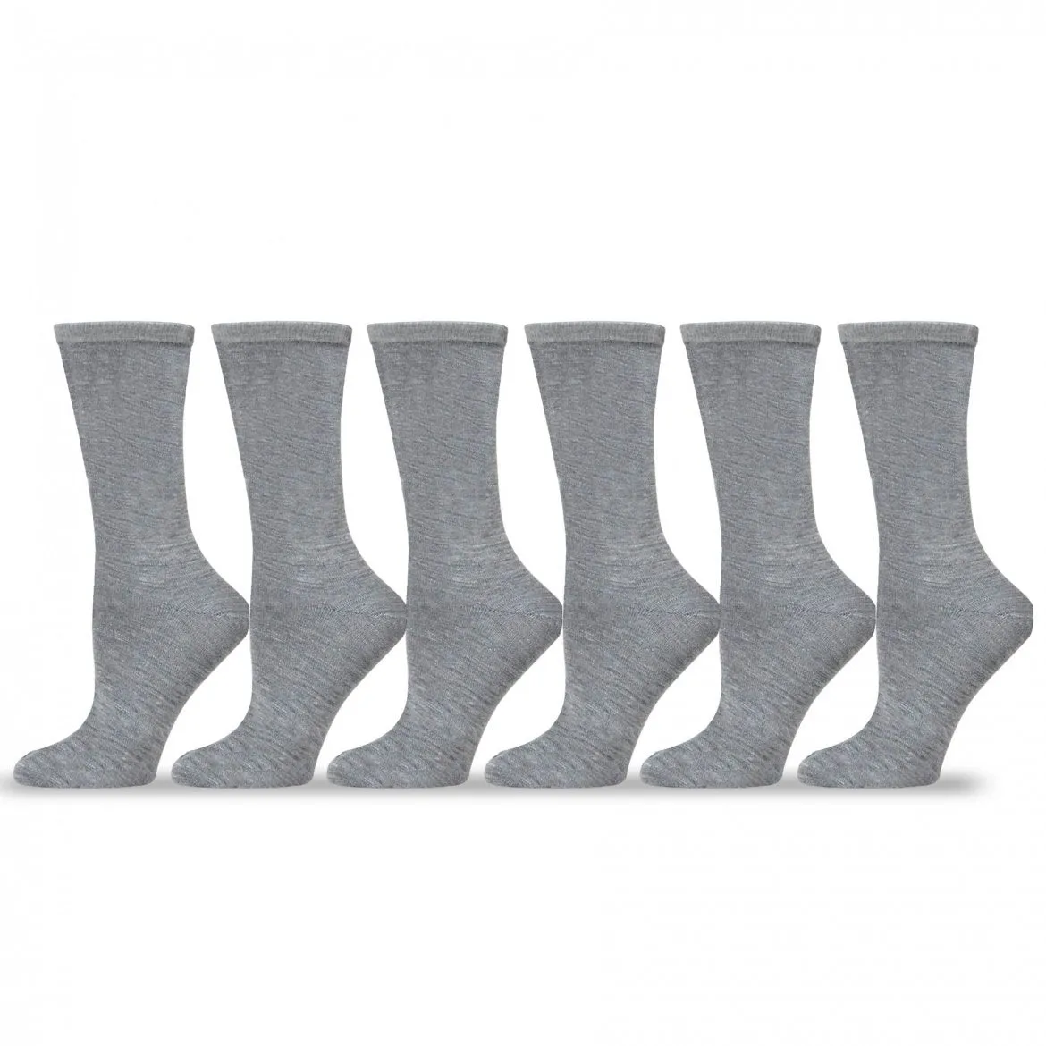 TeeHee Socks Women's Casual Polyester Crew Grey 6-Pack (12240)