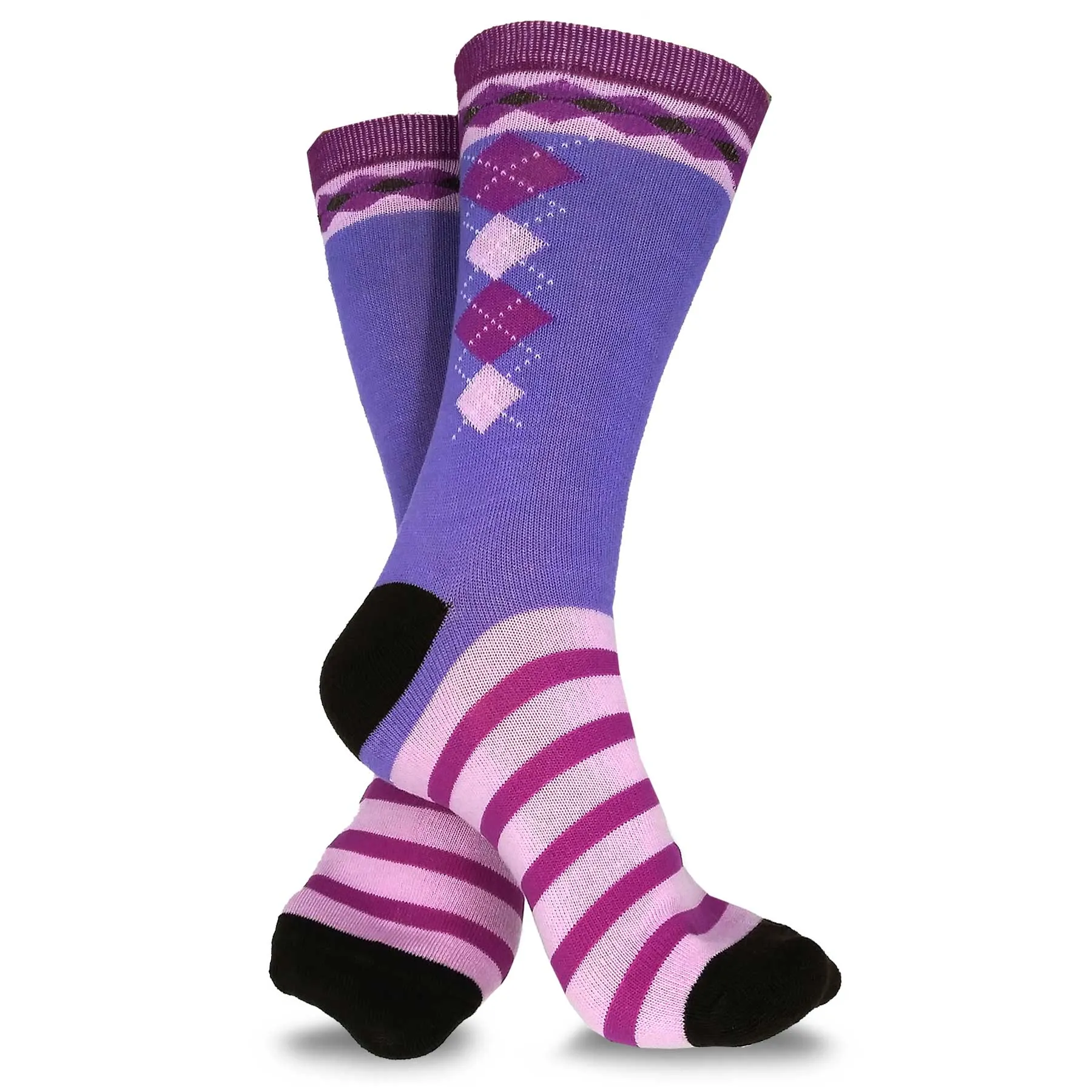 TeeHee Socks Women's Casual Polyester Crew Snowflake Stripe 6-Pack (11635)