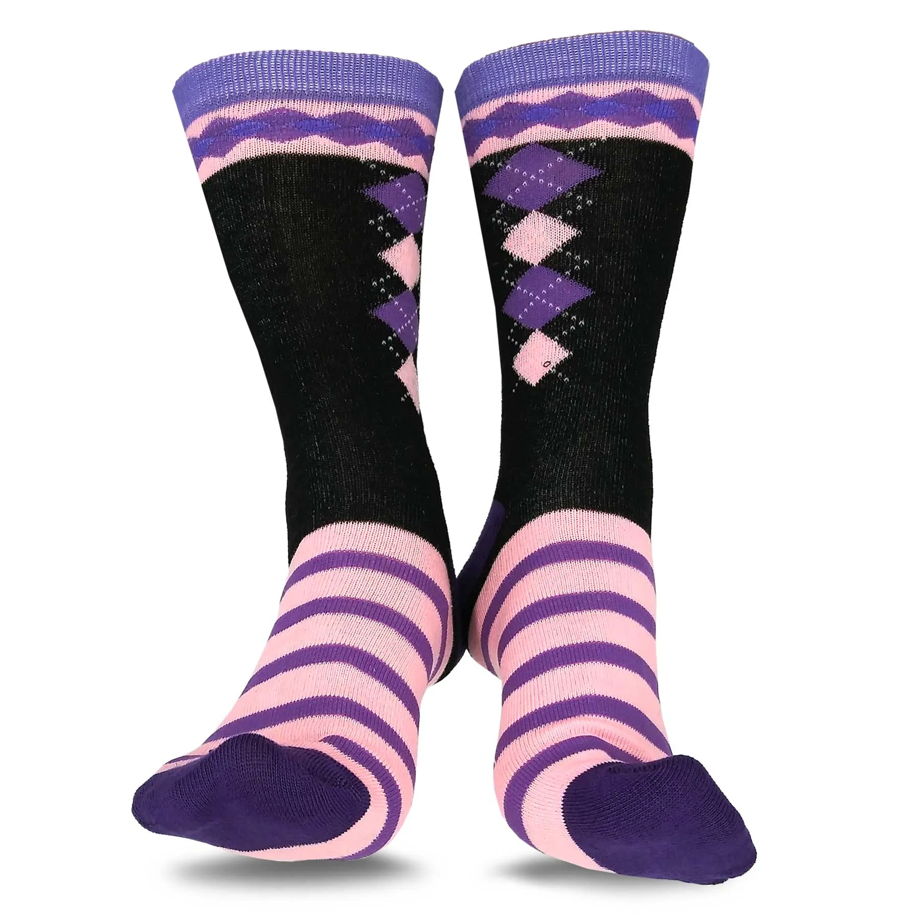 TeeHee Socks Women's Casual Polyester Crew Snowflake Stripe 6-Pack (11635)