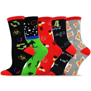 TeeHee Socks Women's Novelty Cotton Crew Education 5-Pack (12176)