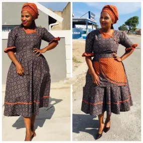 Three Quarter Sleeve Ankara Dress