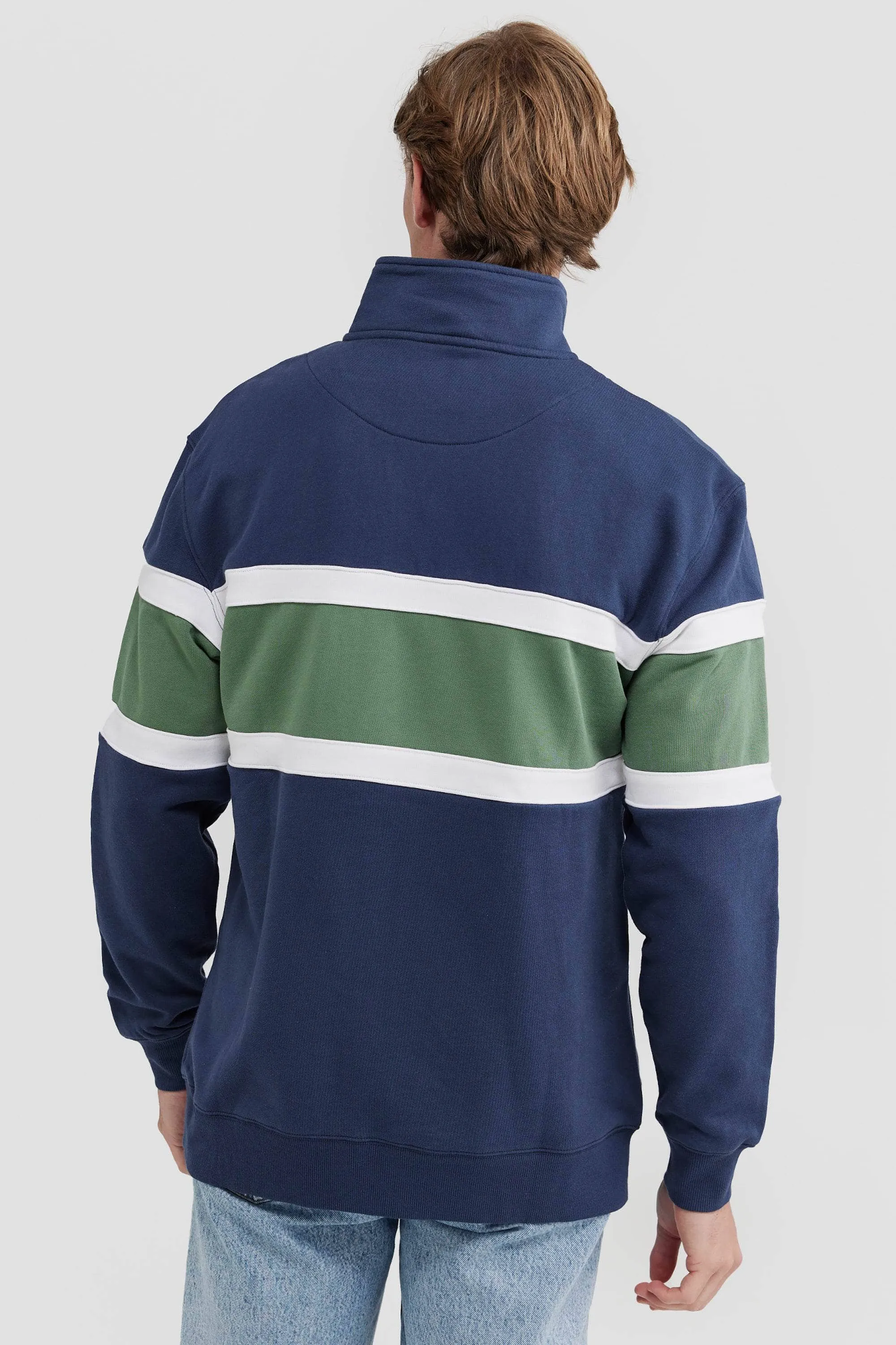 Triple Panel Quarter Zip Navy and Olive