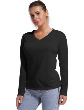 V Neck Long Sleeve Athletic Shirts black