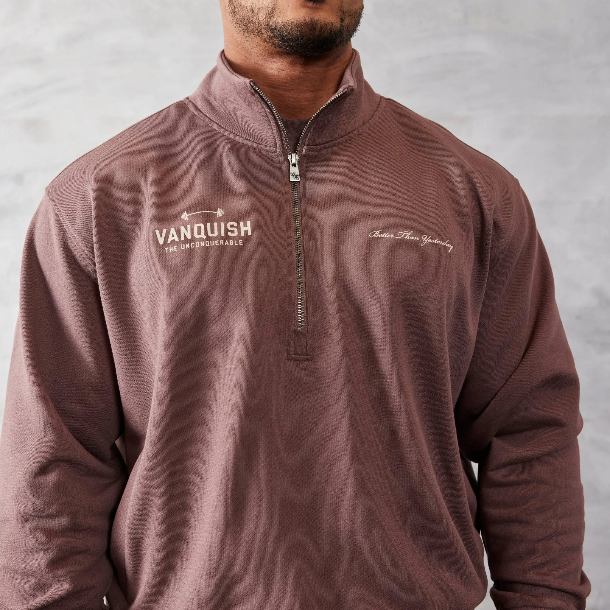 Vanquish Brown Unconquerable Quarter Zip Sweater