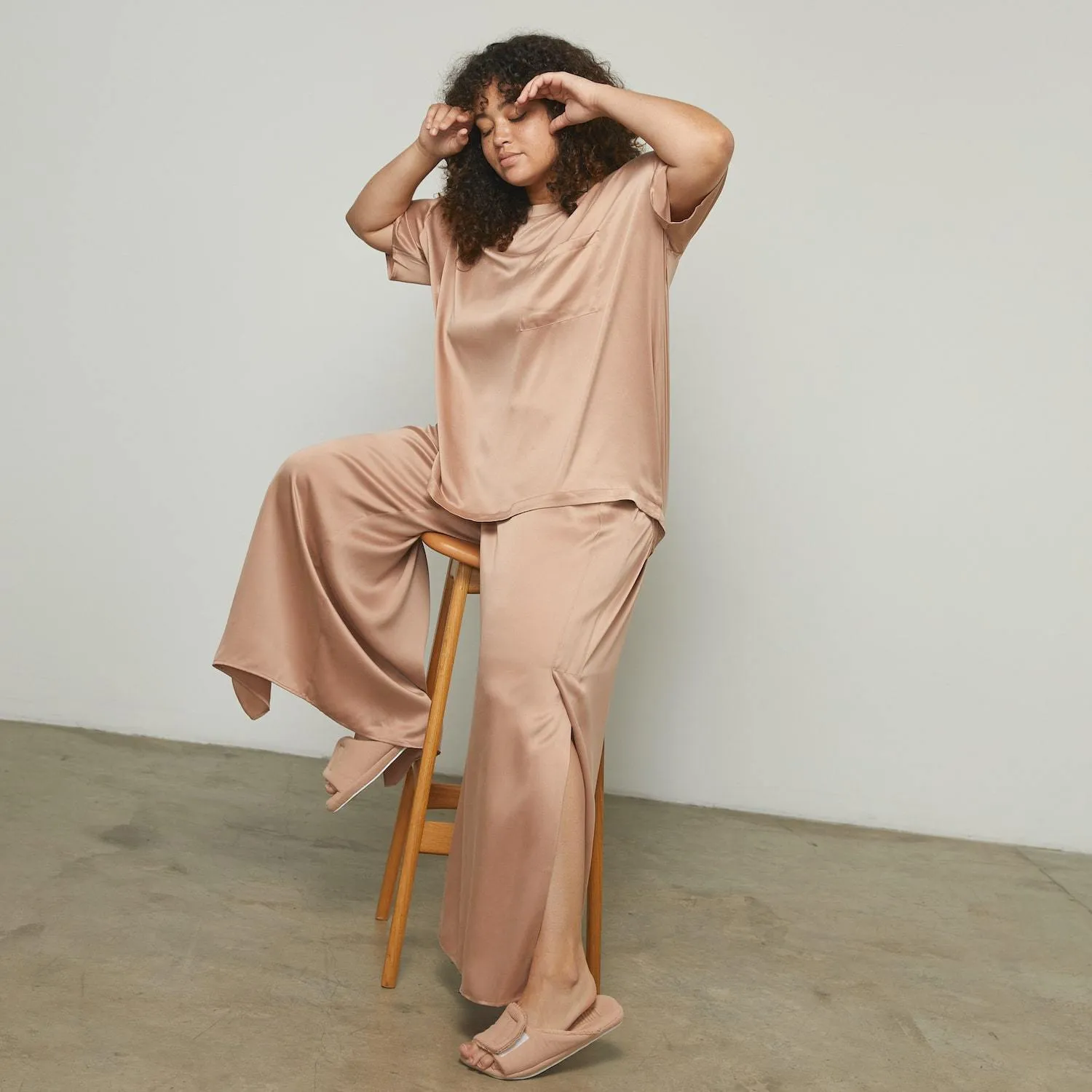 Washable Silk Tee Pant Set