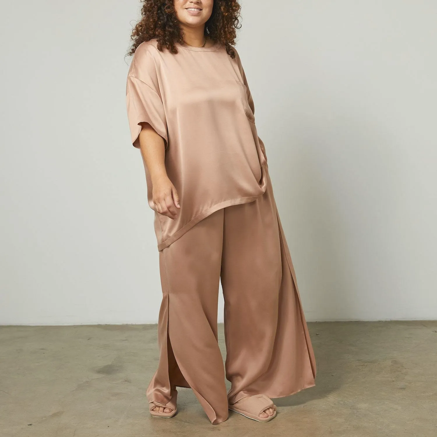 Washable Silk Tee Pant Set