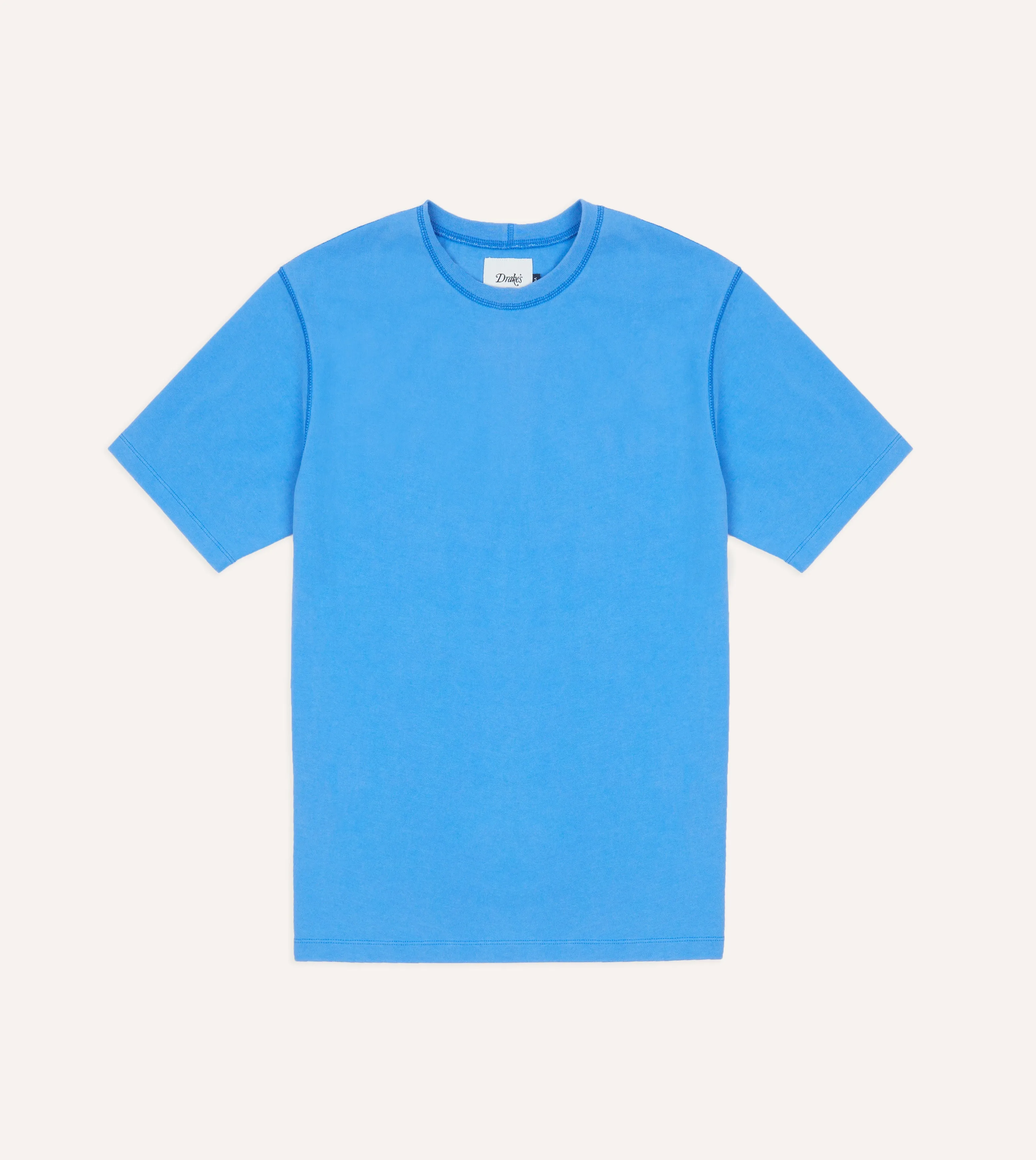 Washed Blue Cotton Crew Neck Hiking T-Shirt