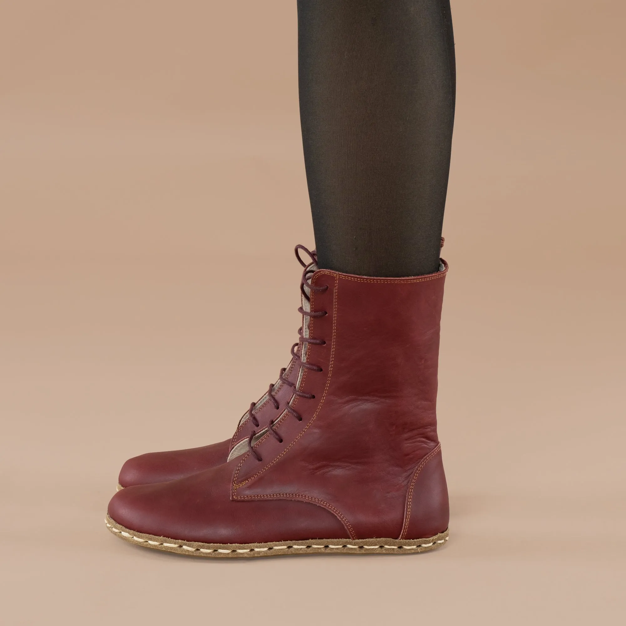 Women's Burgundy Barefoot High Ankle Boots